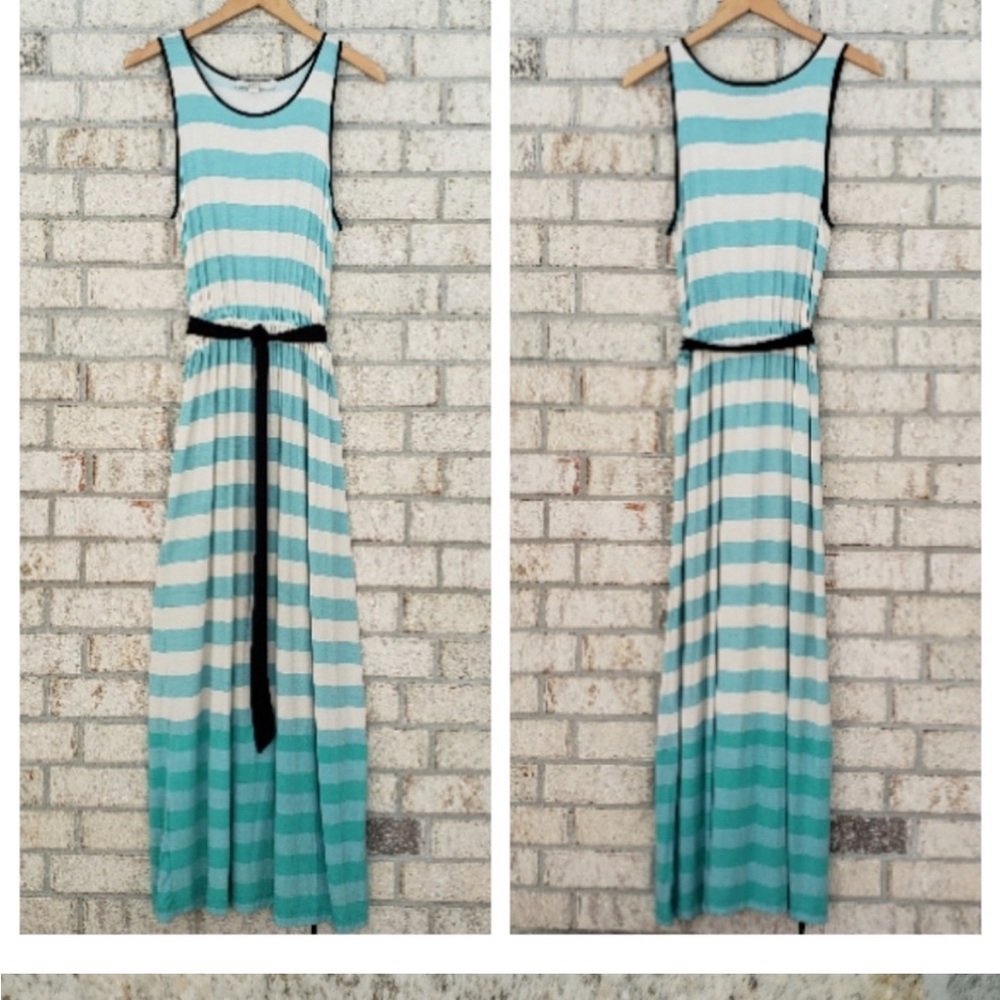 Ann Taylor Loft Striped Maxi Dress size Medium with the option to add a belt.